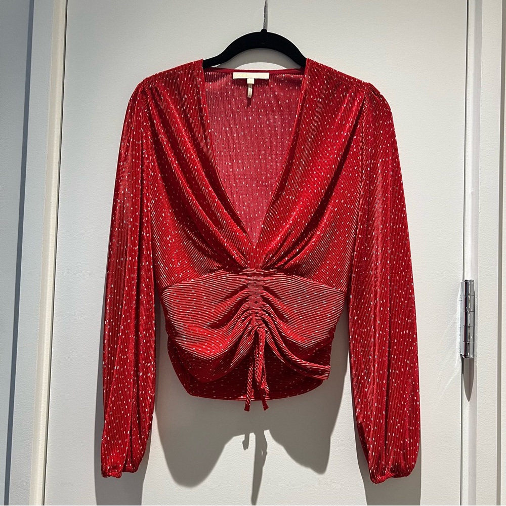 MAJE SO CHIC red polka dot top